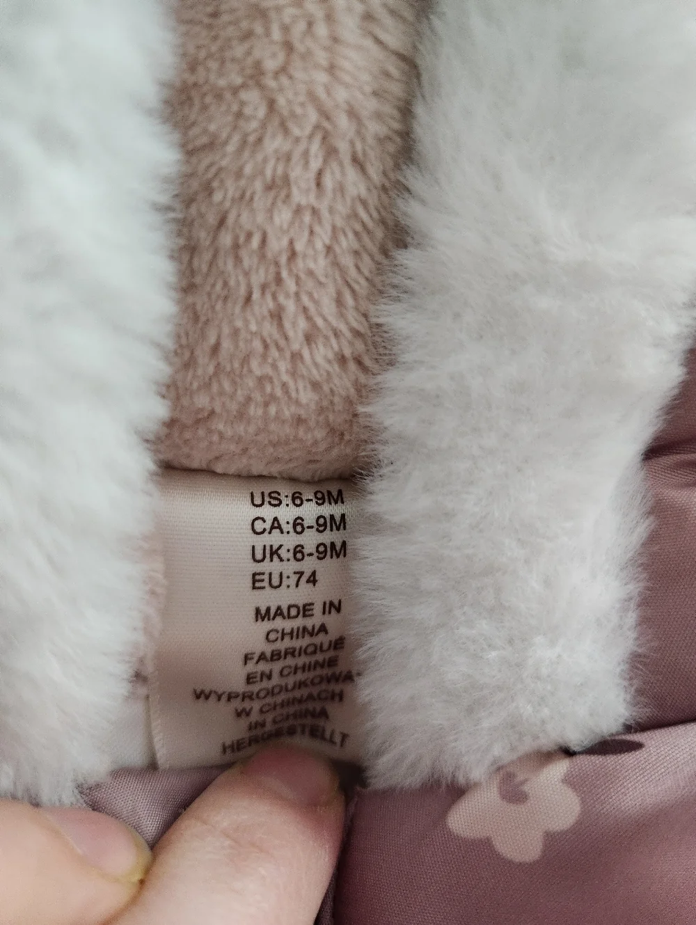 Girls Pink Sherpa Lined One-Piece Water Resistent Snowsuit Jumpsuit, 6-9 Months